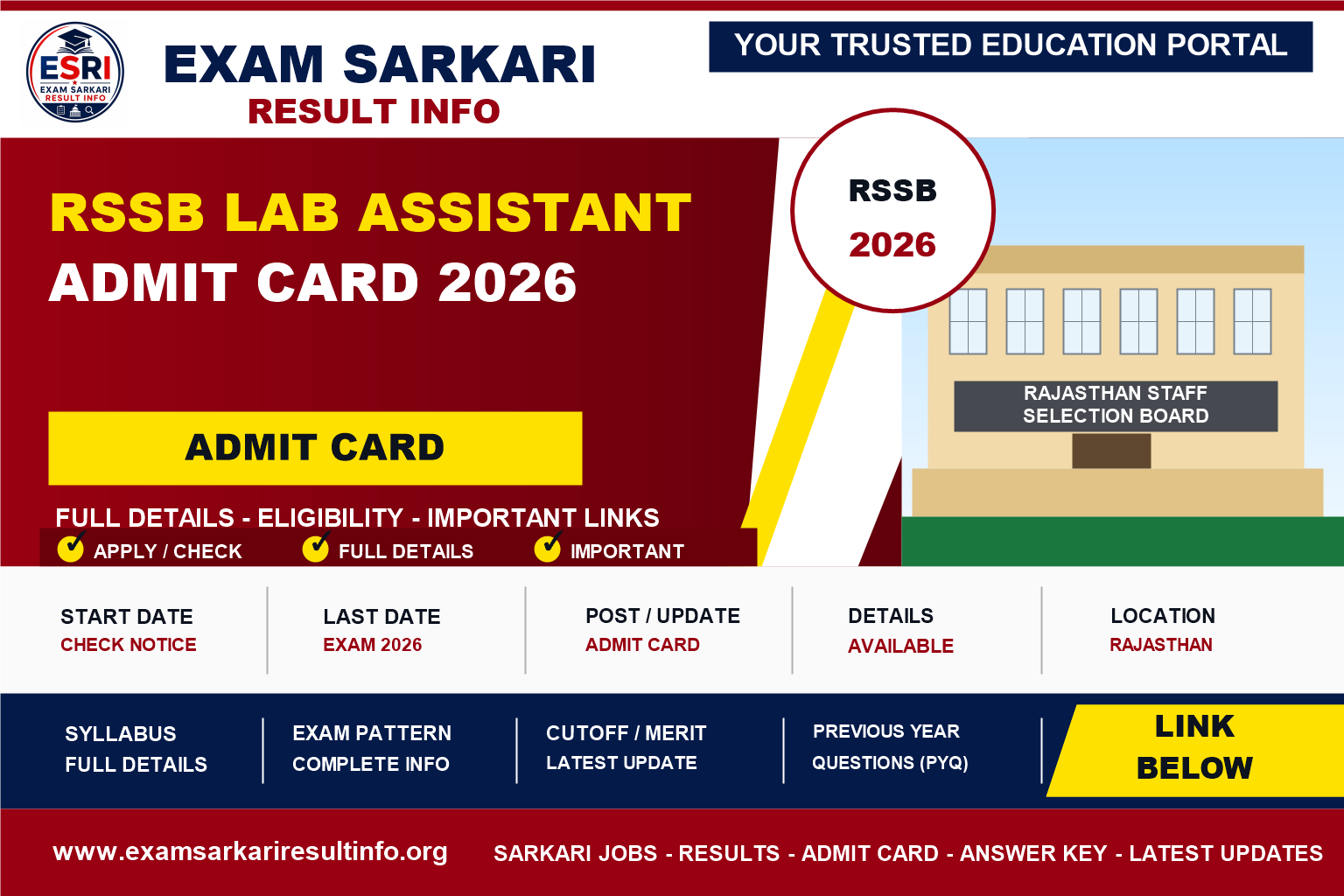 RSSB Lab Assistant Recruitment 2026 : Short Details post details image